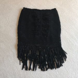 bebe Skirts - NWOT Bebe crochet and fringe black skirt bebe Skirts - NWOT Bebe crochet and fringe black skirt
